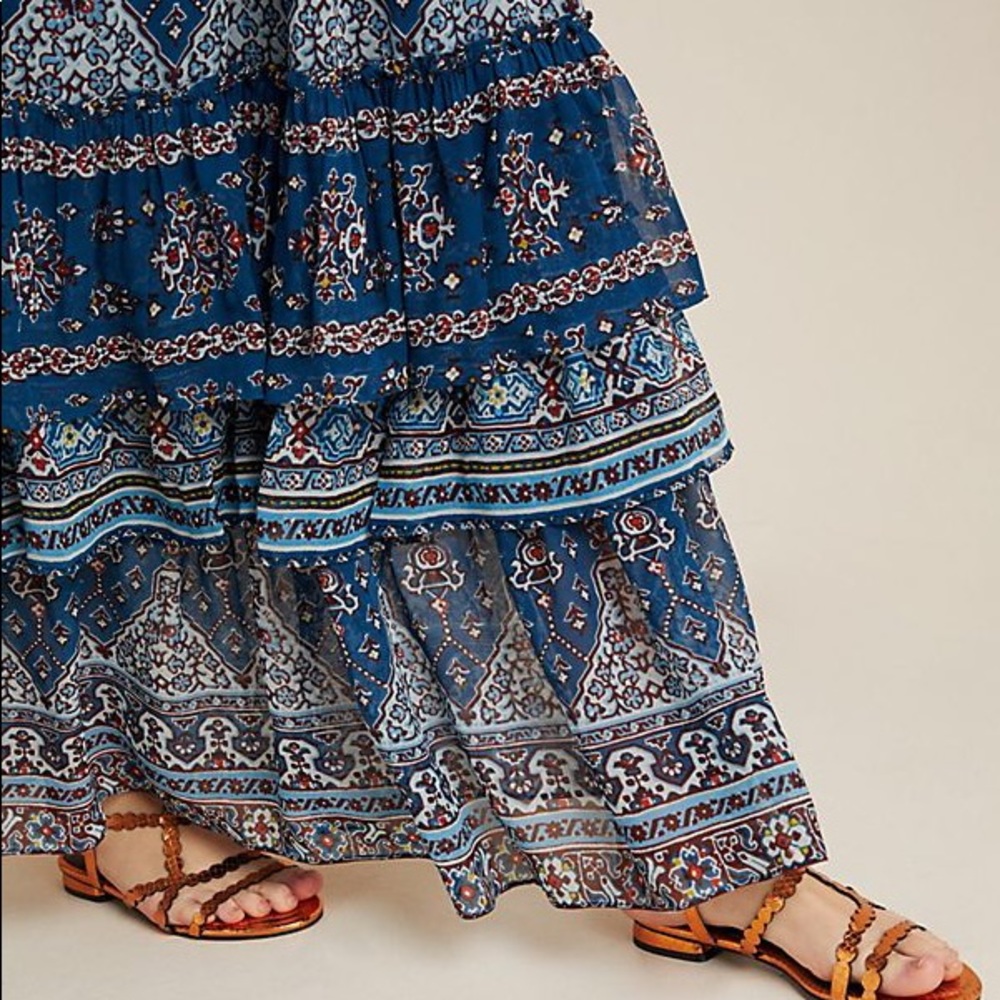 NWT ANTHROPOLOGIE SASHA RUFFLE MAXI DRESS - Picture 14 of 16